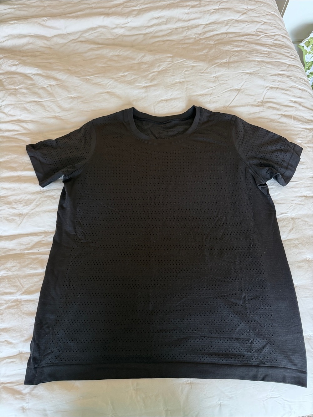 lululemon athletica Black Perforated Short-Sleeve Athletic Tee